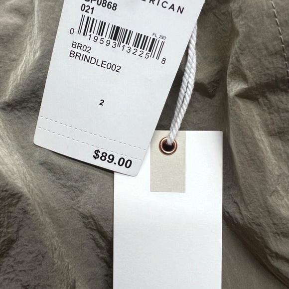 Good American Track Pants Women 2 Tan Nylon Joggers Mesh Lined Pockets Athletics - Picture 7 of 10